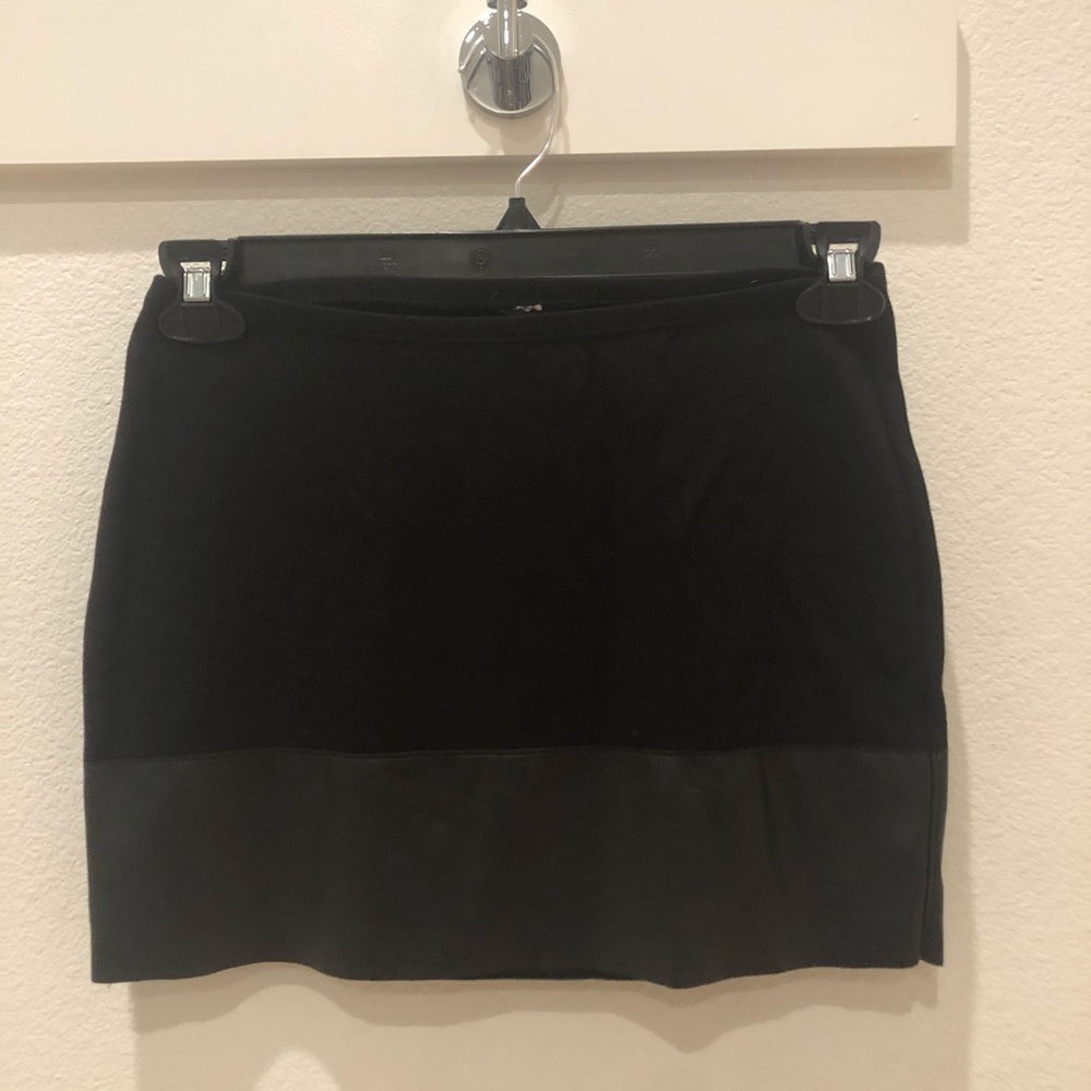 Black Mini Skirt with Leather Accent on Bottom